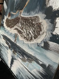 Image 5 of "She Dances In The Rain"  Original Acrylic Painting, Mixed Texture Silver Gold Leaf on Canvas  (16'.