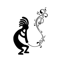 Image 2 of Copy of T-Shirt Kokopelli x2 playing music in front of the Sun