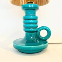 Image 3 of Lampe bougeoir Art Déco 1930s en céramique émaillée vert