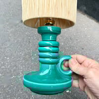 Image 5 of Lampe bougeoir Art Déco 1930s en céramique émaillée vert