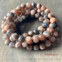 Image 3 of Black Moonstone Beaded Bracelet, Stretch Bracelet for Spiritual Protection