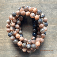 Image 4 of Black Moonstone Beaded Bracelet, Stretch Bracelet for Spiritual Protection