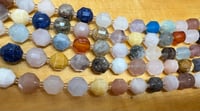 Image 1 of Mixed Stones, Lantern Shaped Gemstones, 8mm with Seed Beads 8 inch strand Approx 20 beads