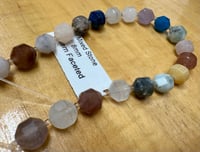 Image 2 of Mixed Stones, Lantern Shaped Gemstones, 8mm with Seed Beads 8 inch strand Approx 20 beads