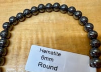 Image 3 of Hematite 6mm Round Gemstone beads 8 inch strand Approx. 35 beads