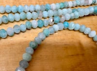Image 1 of Green Amazonite Gemstone Beads 5mm x 3mm Faceted Rondelles 8 inch strand Approx. 56 beads