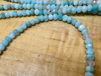 Image 2 of Green Amazonite Gemstone Beads 5mm x 3mm Faceted Rondelles 8 inch strand Approx. 56 beads