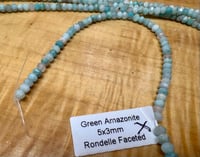 Image 3 of Green Amazonite Gemstone Beads 5mm x 3mm Faceted Rondelles 8 inch strand Approx. 56 beads