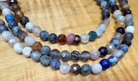 Image 1 of Mixed Gemstone Beads 5mm Faceted Rounds 8 inch strand Approx. 41 beads