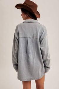 Image 3 of Soft Knit Oversized Denim Shacket