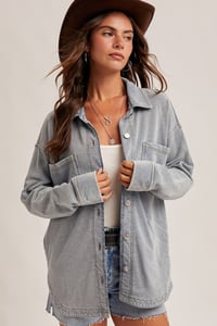 Image 2 of Soft Knit Oversized Denim Shacket
