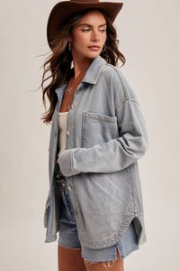 Image 1 of Soft Knit Oversized Denim Shacket