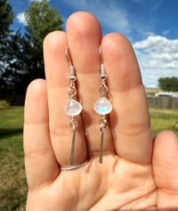 Image 1 of Rainbow Moonstone Dangly Earrings