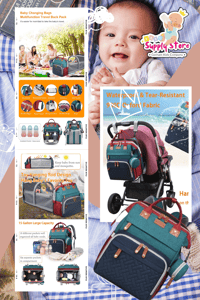 Baby Diaper Bag Backpack with Changing Station:Red-Green 