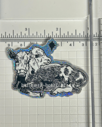 Image 2 of three headed calf - glitter sticker