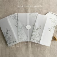 Image 7 of Camelia floral printed vellum wrap for 5x7 inches card PACK of 10