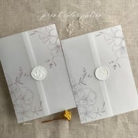 Image 8 of Camelia floral printed vellum wrap for 5x7 inches card PACK of 10