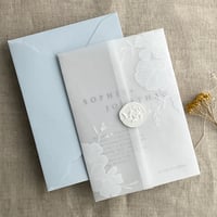 Image 1 of Camelia floral printed vellum wrap for 5x7 inches card PACK of 10