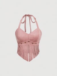 Image 1 of Fringe Halter Top