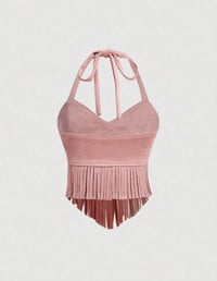 Image 2 of Fringe Halter Top