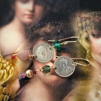 Image 1 of Vintage asymmetrical coin earings