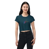 Image 4 of Crop Tee - Spider Rainbow Glow on Teal