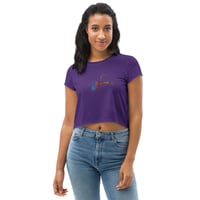 Image 3 of Crop Tee - Spider Rainbow Glow on Purple
