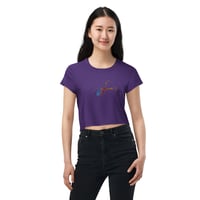 Image 6 of Crop Tee - Spider Rainbow Glow on Purple
