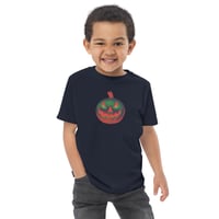 Image 5 of Toddler Jersey T-shirt - Jack O Lantern Retro Orange Glow
