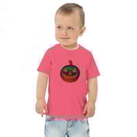 Image 9 of Toddler Jersey T-shirt - Jack O Lantern Retro Orange Glow