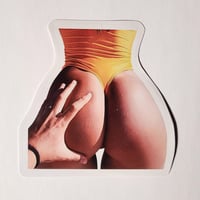 Image 1 of Reach Out & Squeeze Those Bunz Round Booty Beauty In Swimsuit Glossy Finish LAMINATED Vinyl Sticker