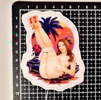 Image 2 of Charly Summer Putting Her Booty On Display While Wearing Stockings & Lingerie Matte Vinyl Sticker