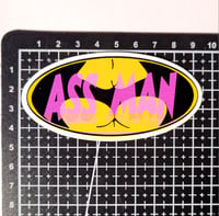 Image 2 of Ass Man Superhero Logo Glossy Finish Paper Sticker