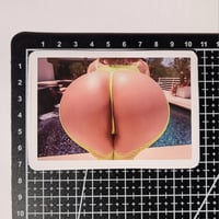 Image 2 of Big Round Gorgeous Booty In A Green Fishnet Bodystocking Glossy Finish LAMINATED Sticker