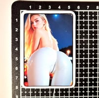 Image 2 of Gorgeous Topless Blonde Wearing Zip Up White Latex Pants On Her Nice Round Ass Matte Vinyl Sticker