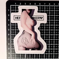 Image 2 of Heartbreaker Beauty In Pentagram Stockings Poppin' Dat Booty To The Side Glossy Finish Vinyl Sticker
