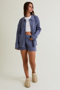 Image 5 of Knit Sweater Jacket With Front Pocket & Shorts