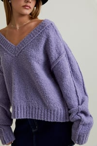 Image 3 of Raglan Exposed Seam Detail Oversized Fuzzy Sweater - OCT