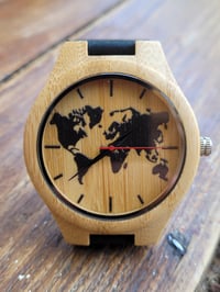 Montre Bois bambou - mappemonde - Gros modele 