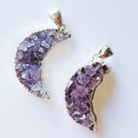 Amethyst Druzy Crescent Moon Pendant