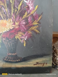 Image 4 of Peinture à l'huile sur bois, bouquet champêtre 