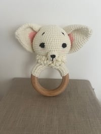 Image 2 of Handcrafted Crochet Fox Rattle Wooden Teether