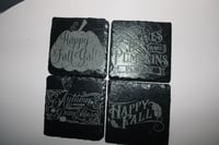 Image 1 of Fall-Themed Slate Coasters – Set of Four