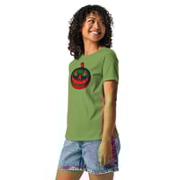 Image 6 of Women's Relaxed T-Shirt - Jack O Lantern Retro Orange Glow