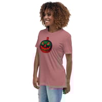 Image 4 of Women's Relaxed T-Shirt - Jack O Lantern Retro Orange Glow
