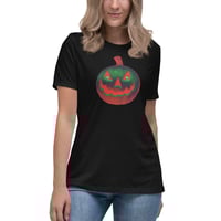 Image 3 of Women's Relaxed T-Shirt - Jack O Lantern Retro Orange Glow