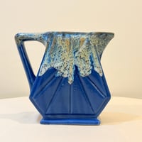 Image 1 of Grand Pichet Art Déco avec anses ALPHO en céramique bleu  FAT LAVA 