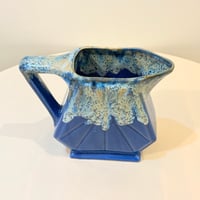 Image 4 of Grand Pichet Art Déco avec anses ALPHO en céramique bleu  FAT LAVA 