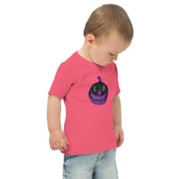 Image 4 of Toddler Jersey T-shirt - Jack O Lantern Retro Purple Glow 