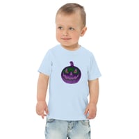 Image 5 of Toddler Jersey T-shirt - Jack O Lantern Retro Purple Glow 